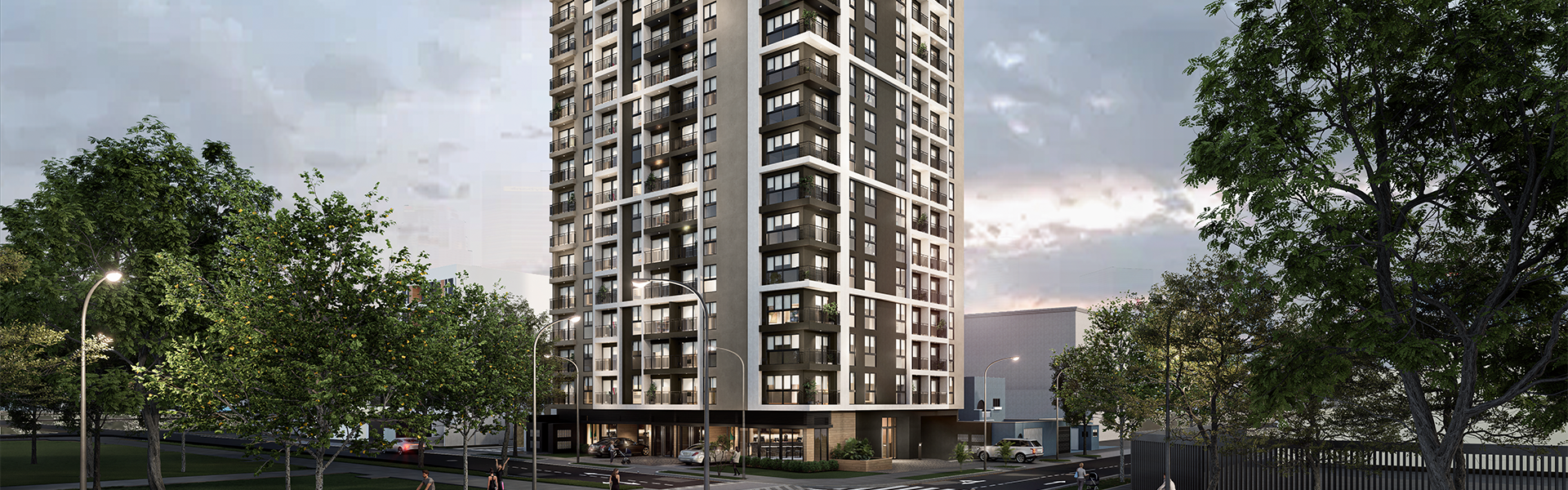 Edificio moderno desarrollado por Actual Inmobiliaria como parte de sus proyectos inmobiliarios.